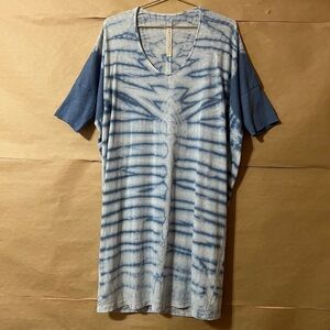 Raquel Allegra Basic Tie Dye T-Shirt Dress Popover Cotton Jersey Knit Size S
